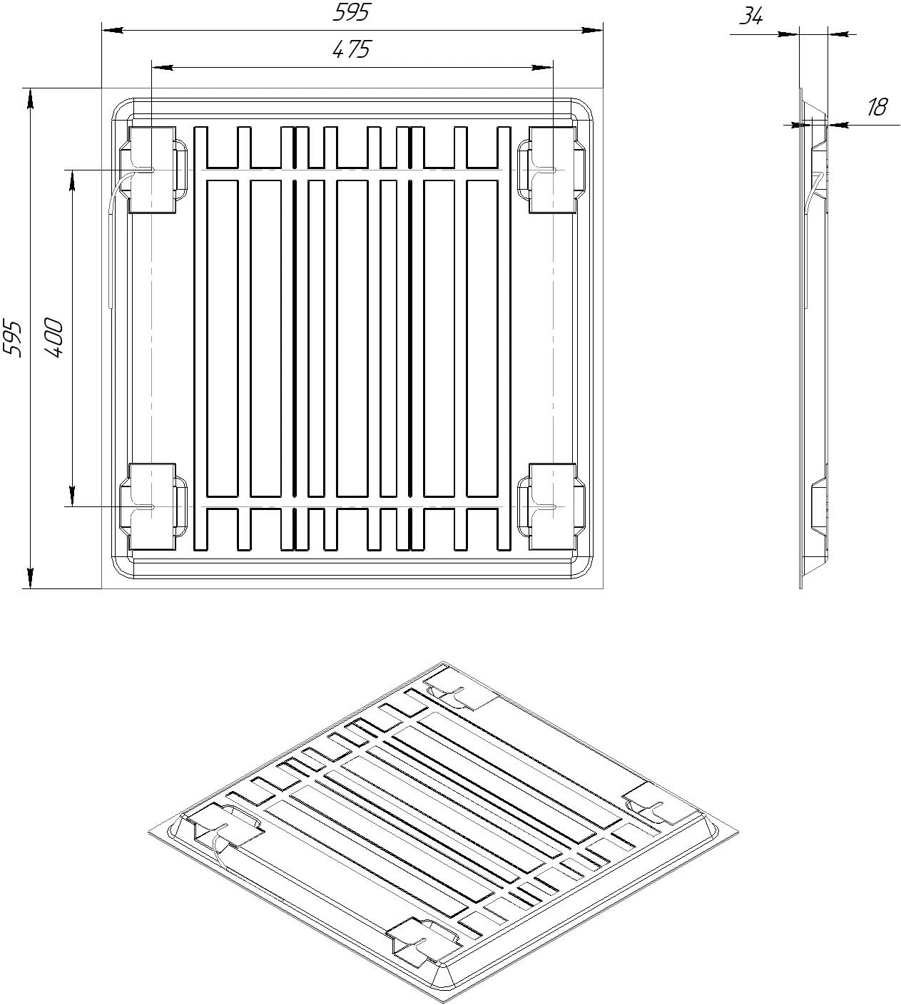 Офисный светодиодный светильник 29 Вт. ARM AIR SVT-ARM-U-AIR-595x595x34-29W-IP54-PR Серия Арм 595