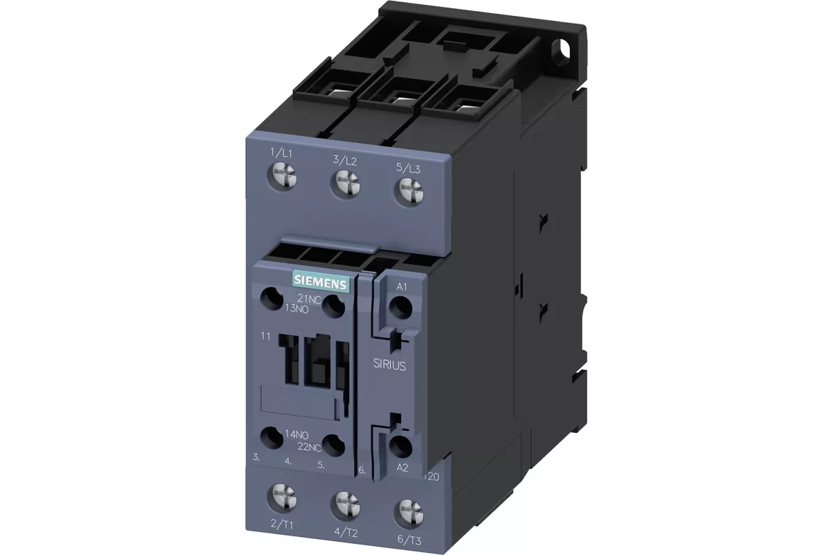 3RT2036-1AP00 КОНТАКТОР SIEMENS, 3-ПОЛ., 22КВТ/АС3/400В, БЛОК-КОНТАКТЫ 1НО+1НЗ, НОМИНАЛЬНОЕ