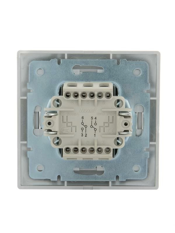 Переключатель проходной 2-кл. СП Mira 10А IP20 со вставкой сер. метал. LEZARD 701-1010-106